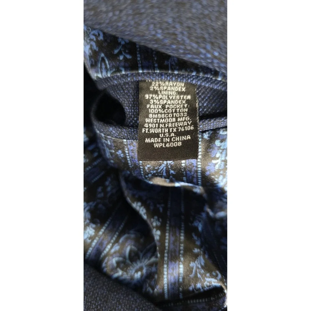 New Rock & Roll Basket Weave Sportcoat Western Navy Paisley Lined 40R Men Blazer